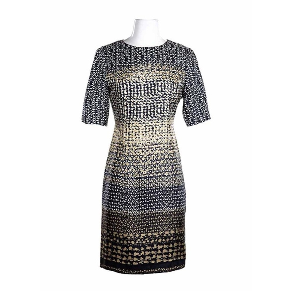Brooks Brothers 100% Silk Patterned Sheath Dress Woven in Italy Size 14